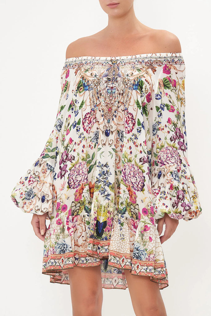 BLOUSON SLEEVE A LINE FRILL DRESS fishersfocus